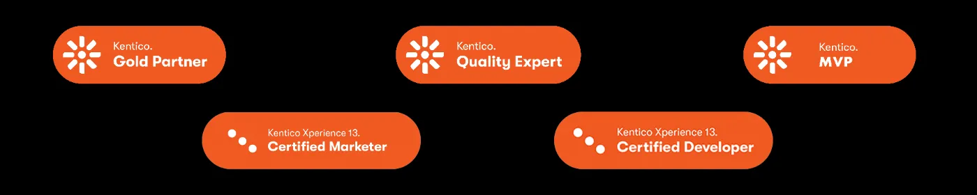 Kentico Gold Partner and certification badges